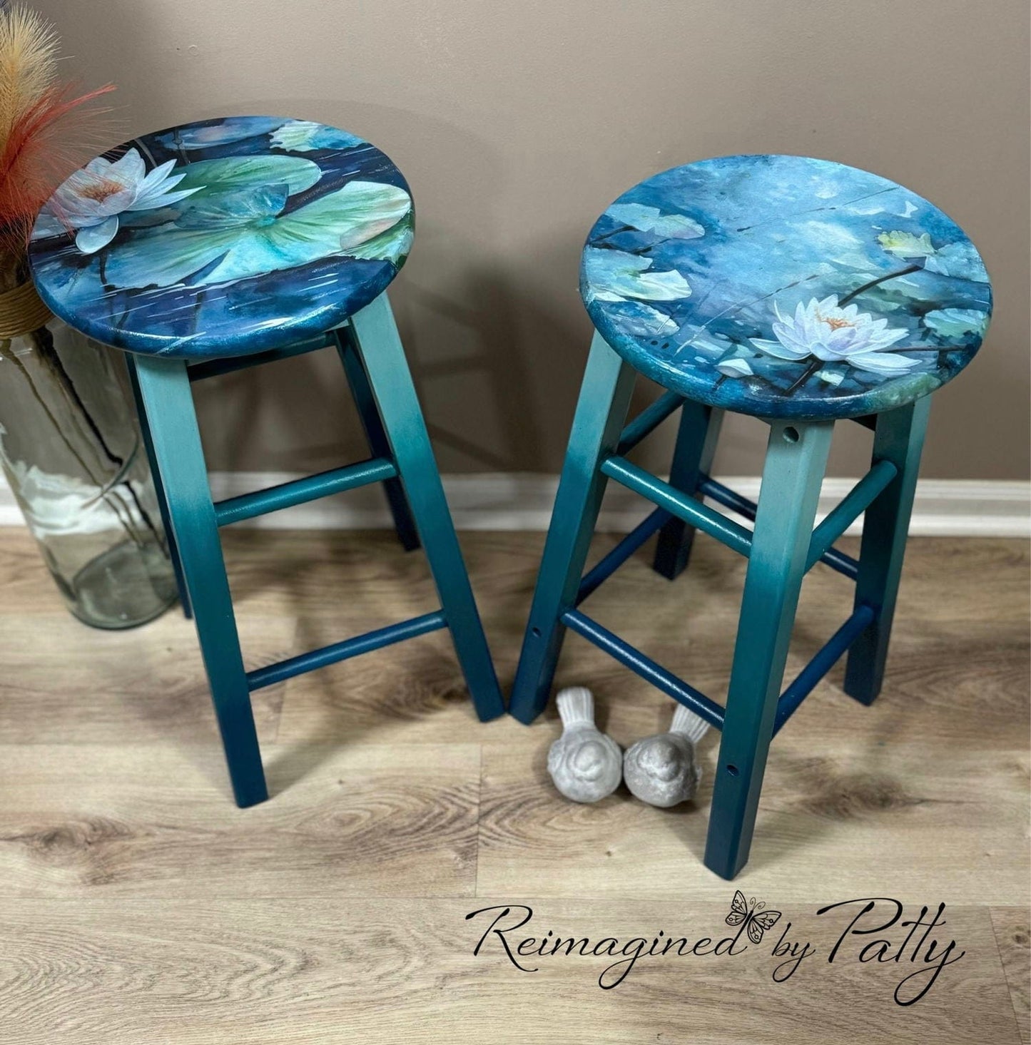 Blue Waterlilies | 18 lb Decoupage Tissue Paper | 21x29 in