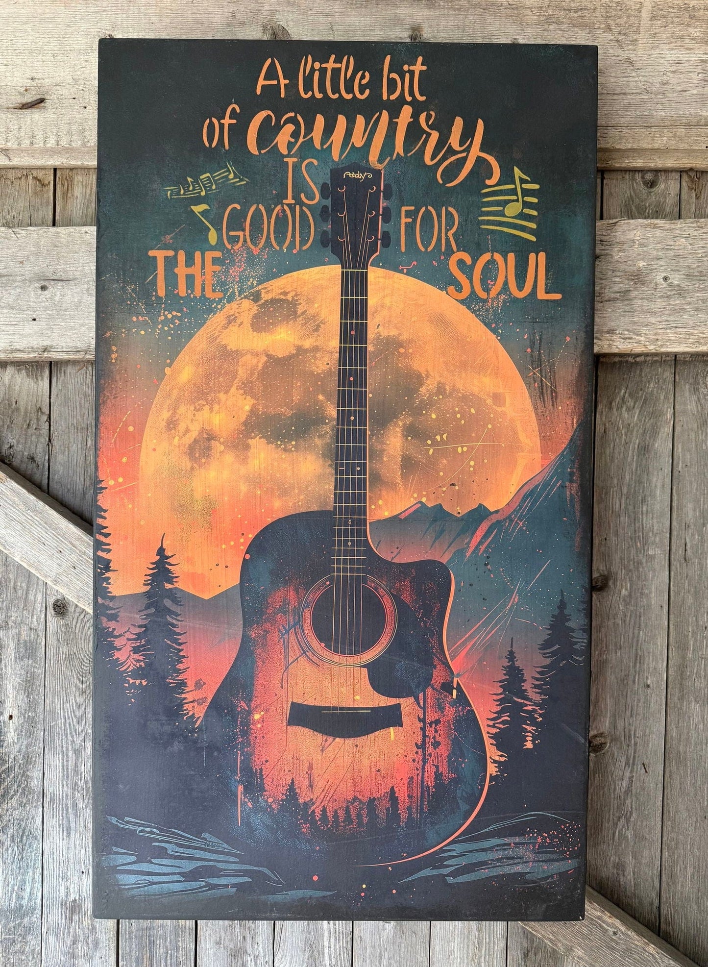 Close-up of country music-themed rice decoupage paper with vibrant printed images and textured tissue surface, revealing