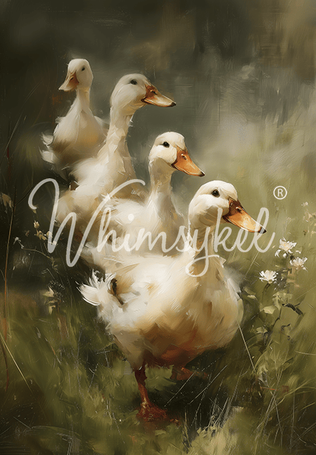 Ducks in a Row 18 lb decoupage tissue paper with colorful duck illustrations on white 21x29-inch sheets by Whimsykel Designs