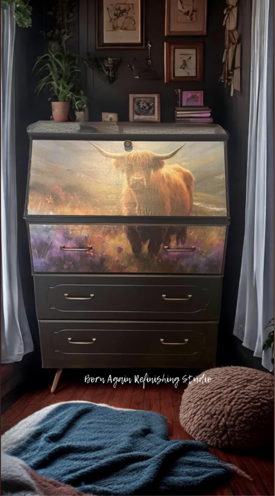 Papier de soie de découpage de vache Highland de Flora 29 x 21 po