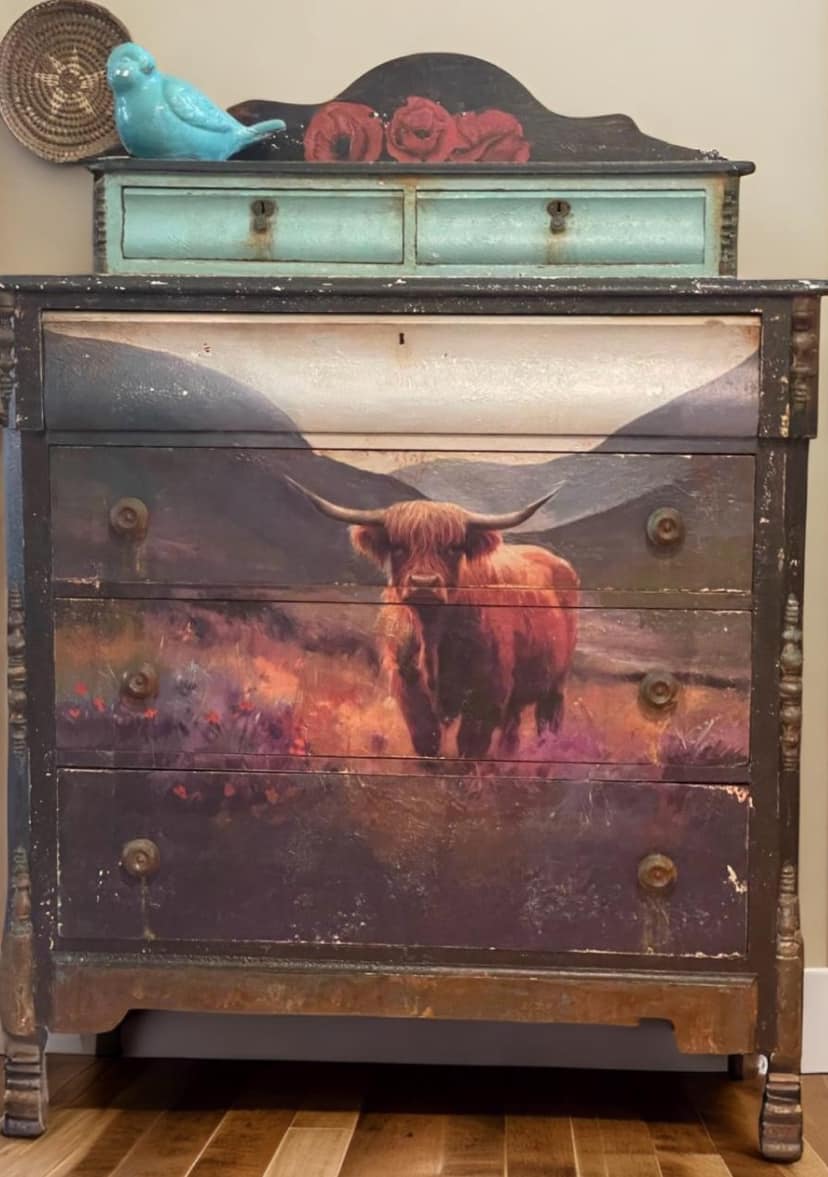 Papier de soie de découpage de vache Highland de Flora 29 x 21 po