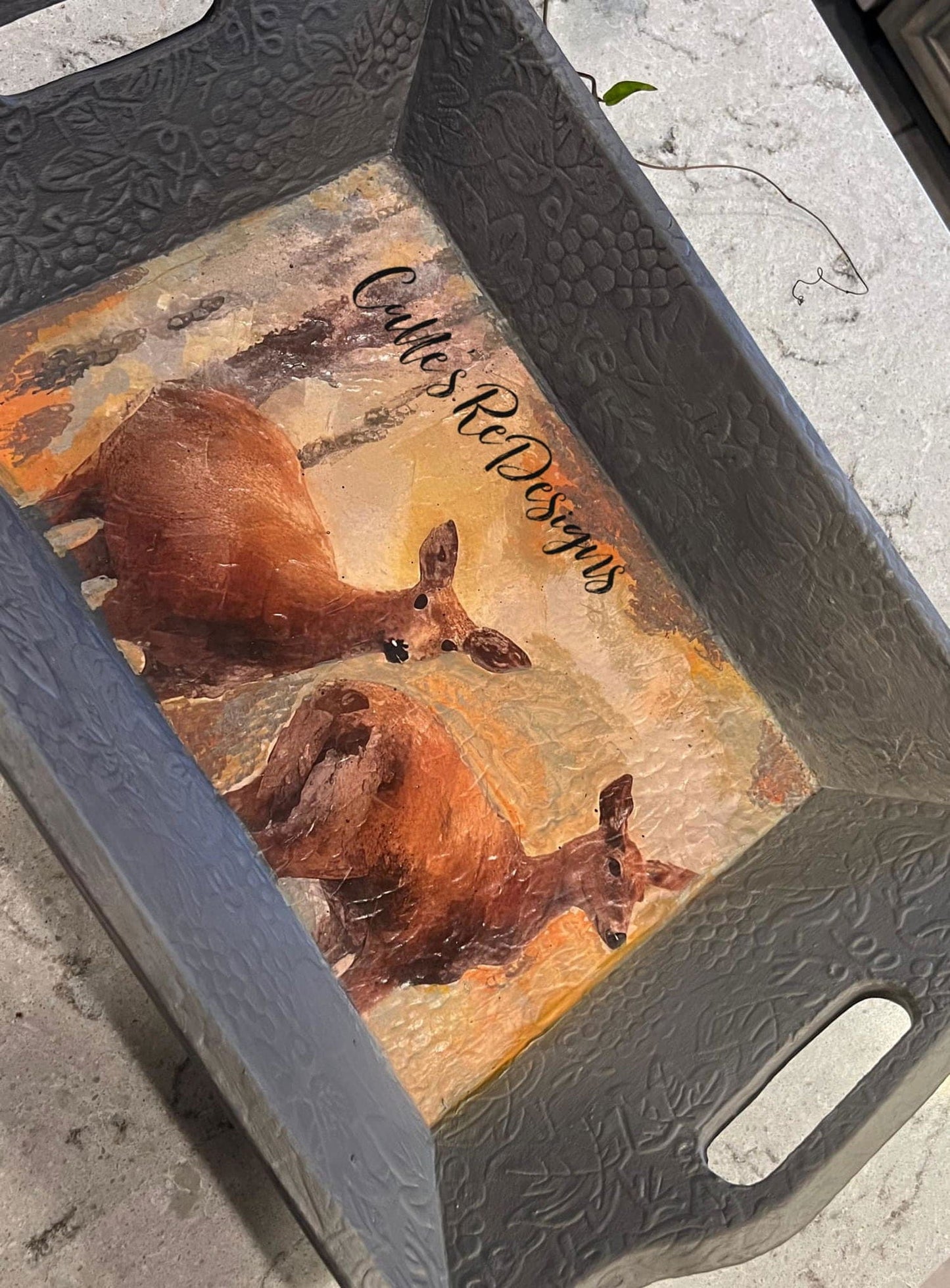 Close-up of delicate tissue paper featuring intricate woodland reflections with subtle embossed texture and soft natural