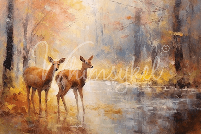 Woodland Reflections rice decoupage paper featuring detailed deer and wildlife scene on textured tissue with earthy green